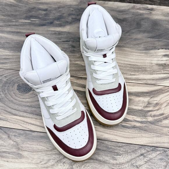 NIB Steve Madden Calypso 9M Leather High Top Sneakers Burgundy - Picture 2 of 11